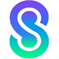 Syllogist Link logo Letter S made from two circuits in gradient colors neon purple to neon green